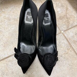Dior Black Heels with Floral Accent